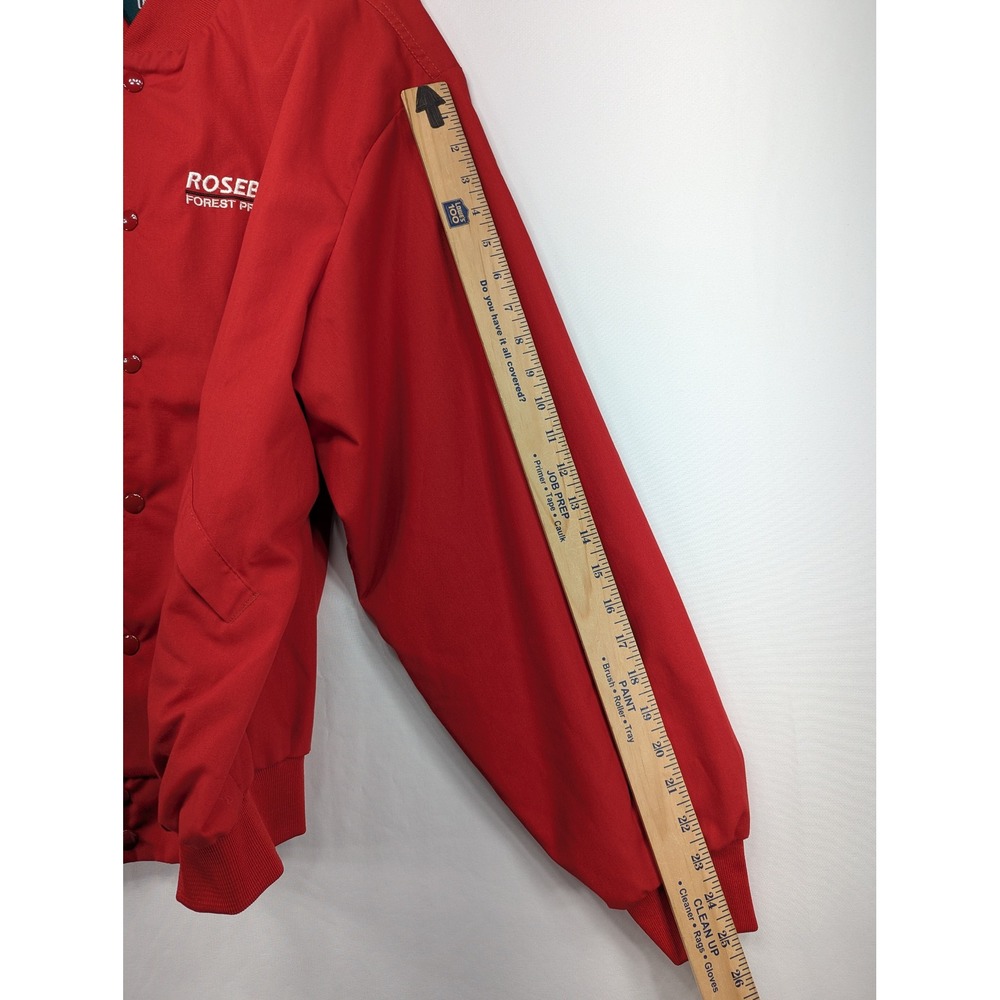 Dunbrooke‎ Mens Red Continental Bomber Jacket Roseburg Forest Products XL USA - Picture 9 of 10